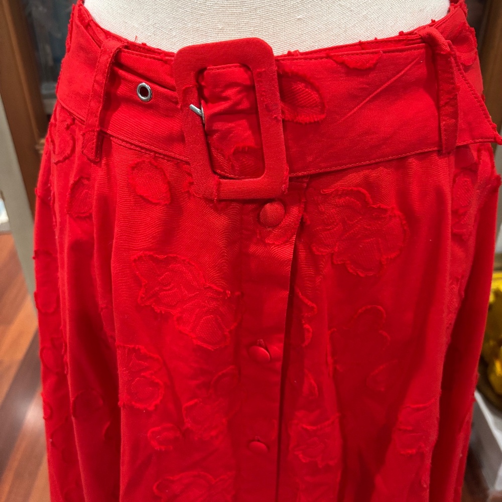 Anthropologie x Maeve Sandra Floral Red Belted Skirt, Size US 10/UK 14 - Picture 3 of 11